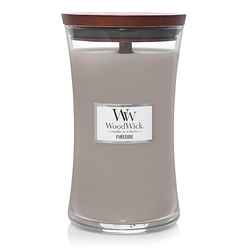 WoodWick Large Hourglass Fireside Candle, Premium Soy Blend Wax, Crackles as it burns, Perfect for Gifting, 21oz - FIRESIDE - Large Hourglass