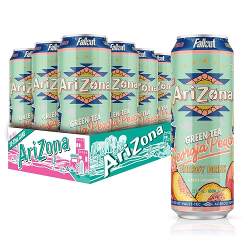 AriZona x Fallout Georgia Peach Green Tea - 234mg Natural Caffeine per Can - Peach