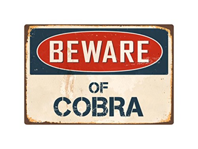 Beware Of Cobra 8” x 12” Vintage Aluminum Retro Metal Sign VS112