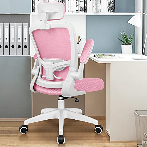 FelixKing Ergonomic Office Chair, Headrest Desk Chair Office Chair with Adjustable Lumbar Support, Home Office Swivel Task Chair with High Back and Armrest, Adjustable Height Gaming Chair(Pink) - 918-H - Pink