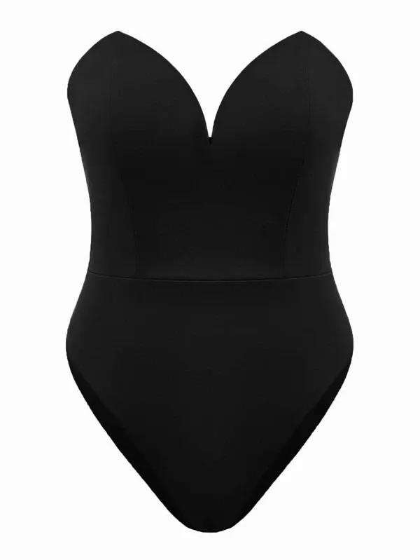 Black Bodysuit Sweetheart neckline