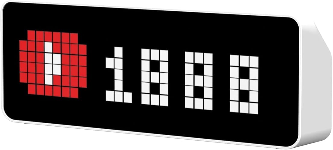 ULANZI TC001 Smart Pixel Clock - Social Media Counter - Digital Alarm Clock with Weather - Awtrix Simulator - Retro Pixel Art Scoreboard Pomodoro Clock Bedside Gaming Room & Office Decor, White