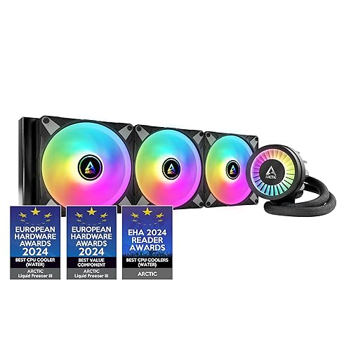 ARCTIC Liquid Freezer III 420 A-RGB - CPU AIO Water Cooler, Water Cooling PC, Intel & AMD, Efficient PWM-Controlled Pump, Fan: 200–1900 RPM, LGA1851 and LGA1700 Contact Frame - Black - Liquid Freezer II 420, black
