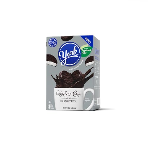 Candy Shop Cocoa YORK Peppermint Pattie Cocoa Mix Hot Chocolate Make Hot or Iced Cocoa Made With Real Milk Gluten Free 1.25 oz packet (24 count) - YORK Peppermint Pattie Dark Chocolate