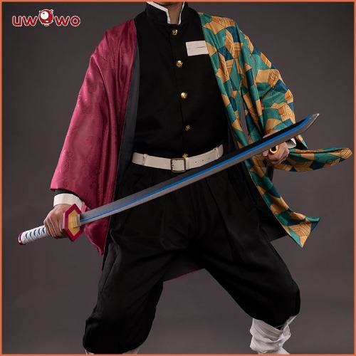 【In Stock】Uwowo Anime Tomioka Giyuu Cosplay Costume Uniform Plus Size Cosplay - Full Set: L (Set A+Set B)