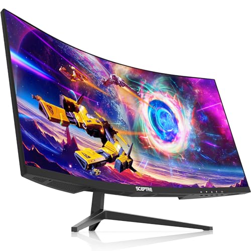 Sceptre 30-inch Curved Gaming Monitor 21:9 2560x1080 Ultra Wide/ Slim HDMI DisplayPort up to 200Hz Build-in Speakers, Metal Black (C305B-200UN1) - 30" Curved 200Hz