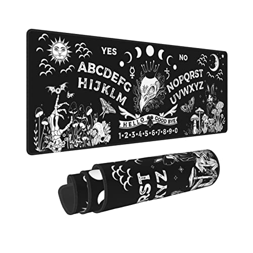 Black and White Goth Raven Mouse Pad Extended Large Gaming Mouse Pad XL Long Desk Pad Stitched Edges, 31.5 X 11.8 Inch - Raven - 11.8 x 31.5 in