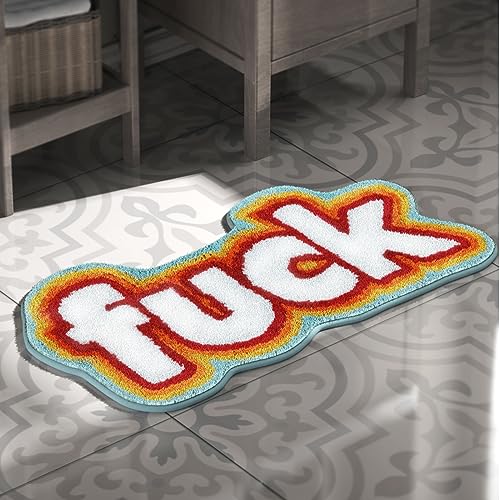 COMBLUE Funny Rug,Orange Funky Rugs for Bedroom Cute Soft Plush Rug Floor Mat Non-Slip Machine Washable,Funky Modern Funny Bedroom Rug Aesthetic for Bedroom Colorful Cool Trendy Decor 34"x17" - b-34" x 17" - B-colorful