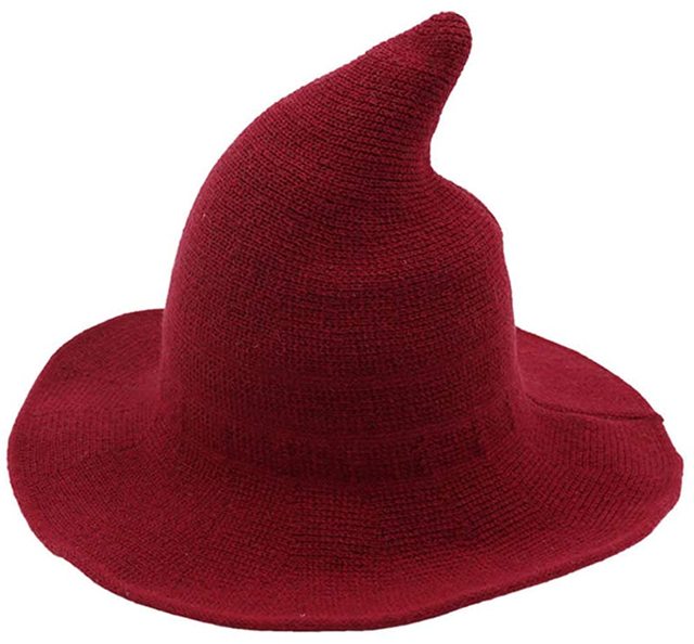 Witch Pointed Hat (Mutiple Colors) - red wine / Wool