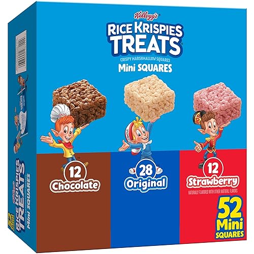 Rice Krispies Treats Mini Crispy Marshmallow Squares, Kids Snacks, Lunch Snacks, Variety Pack, 20.1oz Box (52 Bars) - Variety - 52 Count