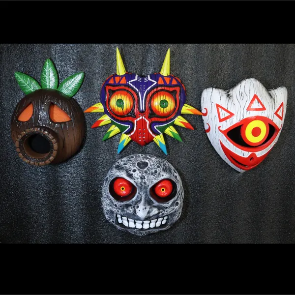 NEW Legend of Zelda Majora&#39;s Mask 4 piece Decoration | Majora&#39;s Mask Wood Grain| Deku Wood Grain | Evil Moon | Mask of Truth Wood Grain |