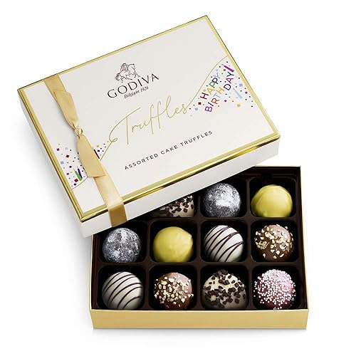 Godiva Chocolatier Birthday Truffles Assorted Chocolate Gift Box, 12 pc. - Birthday Truffles - 12 Count (Pack of 1)