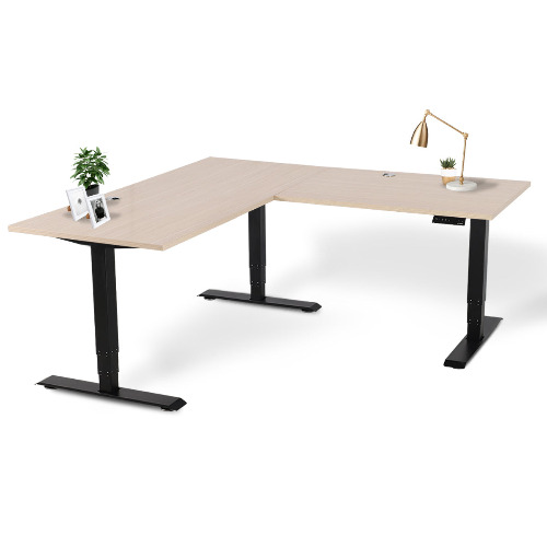 Executive Standing Corner Desk - L Shaped - Large 71" × 71" / Black / Oak Wood