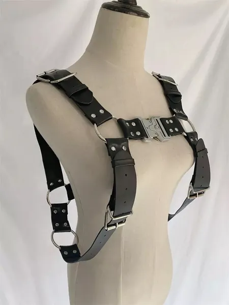 Garth - Techwear Harness, Darkwear Harness, Chest Harness, Buckle Harness, Cyberpunk, Goth Harness, Gothic Belt, Anime, Stainless Steel