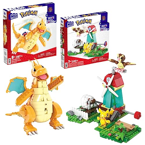 Bundle of MEGA Pokémon Countryside Windmill (240 Pieces)+ MEGA Pokémon Dragonite (388 Pieces) - Windmill + Dragonite