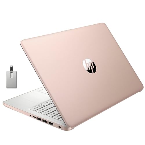 HP 2022 Stream 14" HD BrightView Laptop, Intel Celeron N4120, 16GB RAM, 64GB SSD, Intel HD Graphics, 720p Webcam, 1 Year Office 365, Gold, Win 11, 32GB Snowbell USB Card - 16GB RAM | 64GB eMMC - Rose Gold