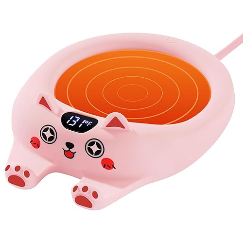 PUSEE Coffee Mug Warmer Auto Shut Off, 3 Temp Coffee Warmer for Desk, Candle Warmer Plate Safely Melt The Candle Releases Scents,Enjoy Your Warm Coffee Tea,Coffee Gifts for Women Men - Macron Powder