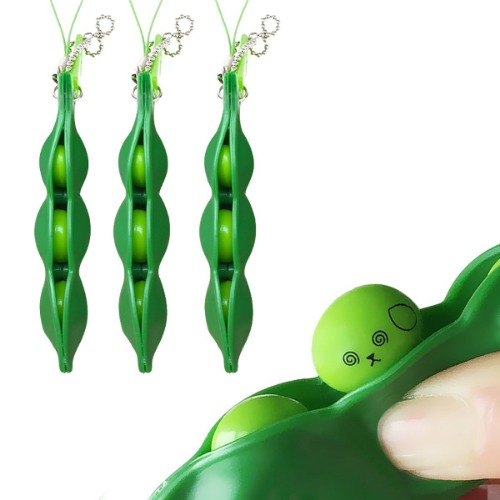 Acerich 3 Pack Edamame Keychain Fidget Toys - Squeeze-a-Bean Puchi Puti Mugen Pea Soybean Toys Gift - 3