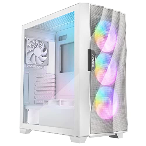 Antec Dark League DF700 Flux White, Mid Tower ATX Gaming Case, Flux Platform, 5 x 120mm Fans Included, ARGB & PWM Fan Controller, Tempered Glass Side Panel, High-Airflow Mesh Front Panel - DF700 FLUX W