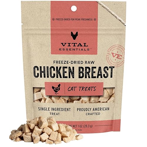Vital Essentials Freeze Dried Raw Single Ingredient Cat Treats, Chicken Breast, 1 oz - Chicken - 1 Ounce (Pack of 1)