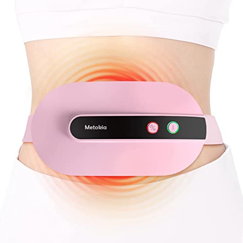 Portable Cordless Heating Pad, Heating Pad for Back Pain with 3 Heat Levels and 3 Vibration Massage Modes, Portable Electric Fast Heating Belly Wrap Belt for Women and Girl(Pink) - Pink