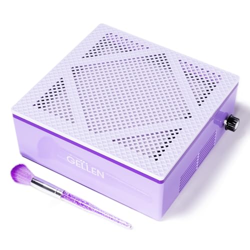 Gellen Nail Dust Collector with Reusable Filter, Professional 60w Nail Vacuum Cleaner for Acrylic Nails, Low Noise Dust Collector Nail Tech for Home Salon, Nail Supplies for Nail Techs Christmas Gift - Purple