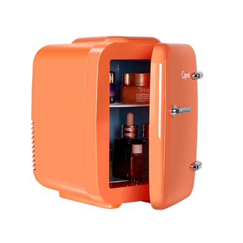 Mini Fridge Portable Thermoelectric 4 Liter Cooler and Warmer for Skincare, Eco Friendly Beauty Fridge For Foods,Medications, Cosmetics, Breast Milk, Medications Home and Travel - 4 Liter - light Orange