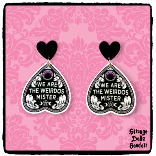 We are the Weirdos earrings, 925 sterling silver, Witchy, Spirit Board, Pastel Goth, Strange Dollz Boudoir