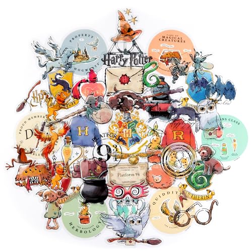 Conquest Journals Harry Potter Watercolor Clear Vinyl Decal Stickers, Set of Unique Sticker Decals, Waterproof, UV and Scratch Resistant, Great for All Your Gadgets (Transparent, 50-Pack) - 50 Pack - Transparent