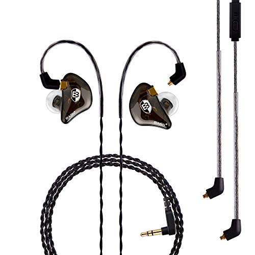 BASN Professional in Ear Monitor Headphones for Singers Drummers Musicians with MMCX Connector IEM Earphones (Pro Clear Brown) - Brown - Universal