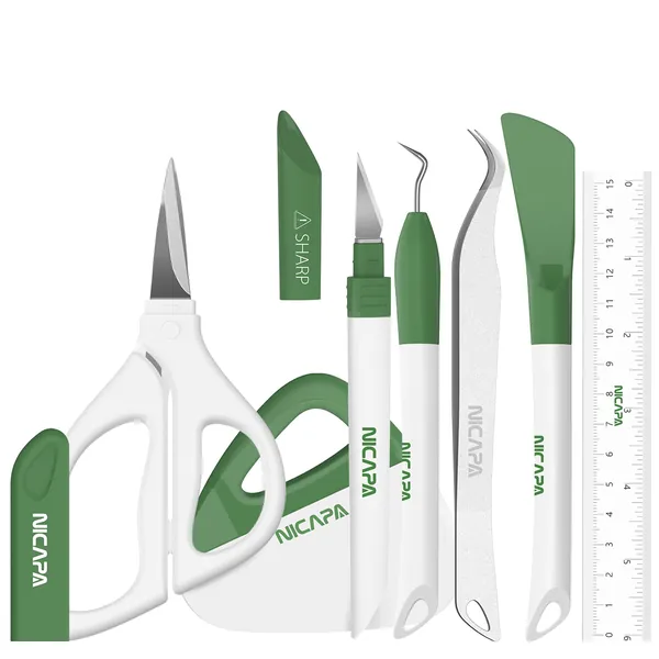 Nicapa Basic Tool Set Craft Weeding Vinyl Cardstock Crafting Tools Kit for Silhouette/Siser/Oracal 631 651 751 Vinyl-Green