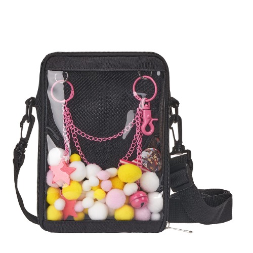Ita Bag DIY Clear Crossbody Bag Shoulder Messenger Bag Purse Anime Satchels - Black