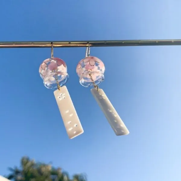 Japanese Wind Chime Furin Glass Sakura Cherry Blossom Flower | Etsy