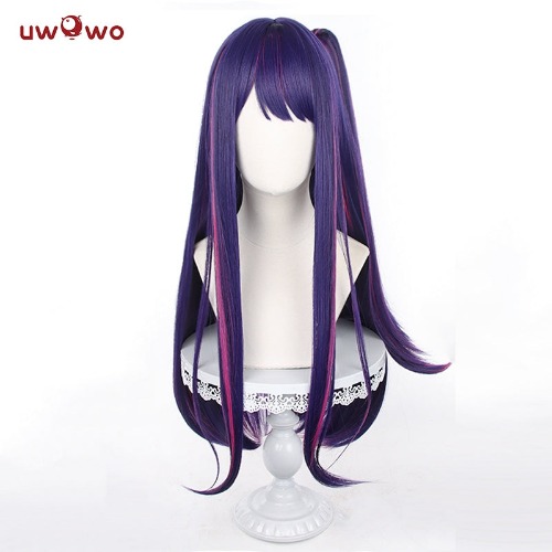 Uwowo Anime Oshi no Ko Cosplay Hoshino Ai Cosplay Wig Purple Long Hair - With ponytail