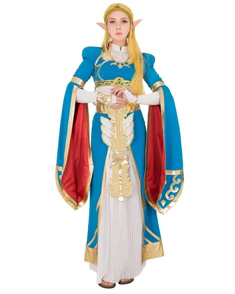 miccostumes Women's Princess Link Cosplay Costume Blue Outfit with Accessories