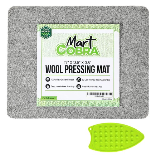 Wool Pressing Mat for Quilting, Wool Ironing Mat for Quilters, Iron Mat for Table Top Ironing Board Tabletop, Quilting Supplies, Sewing Supplies Notions, Sewing Accessories and Supplies, Ironing Pad - 24" x 17" + 9" x 9"