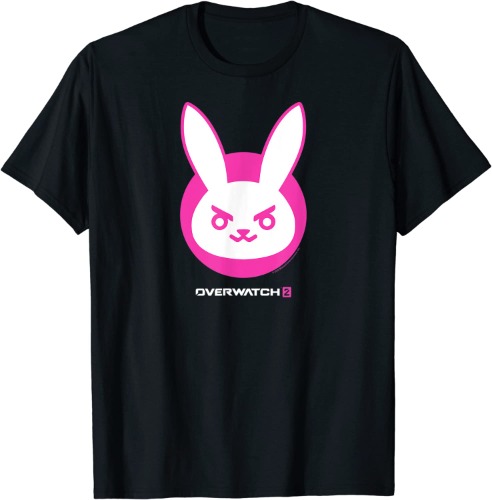 Overwatch 2 D.Va White & Pink Rabbit Center Icon Logo T-Shirt
