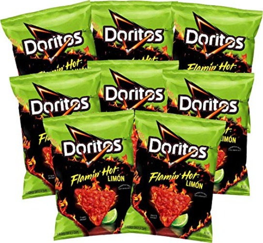 Doritos Flamin Hot Limon Flavor Tortilla Chips, 1.75 ounces (Pack of 8)`