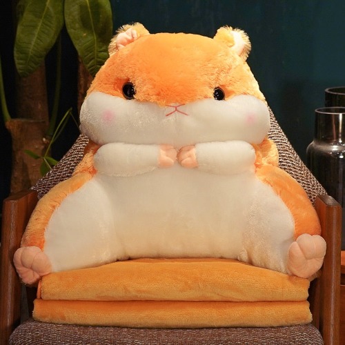 Hammy Plushie/Back Cushion (with Blanket + Hand Warmer) - Large: blanket + hand warmer (40% OFF) / Cream