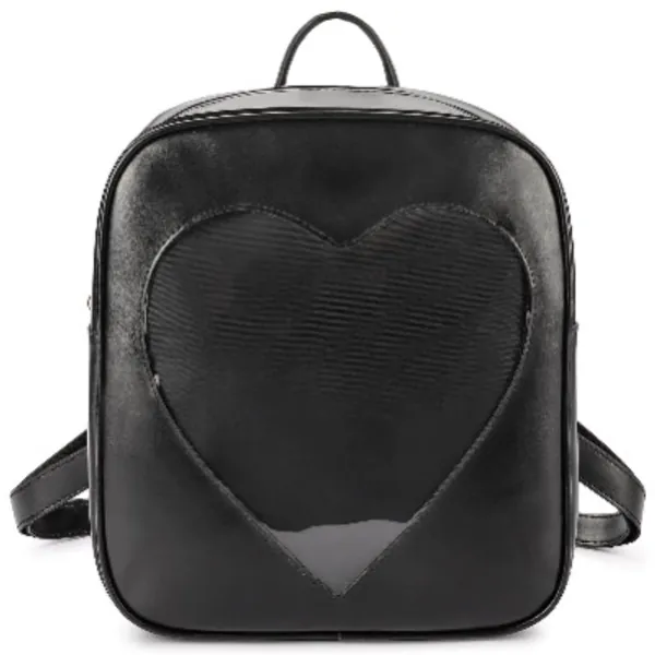 SteamedBun Ita Bag Backpack Heart Shaped Black Pin Display Backpack with Insert