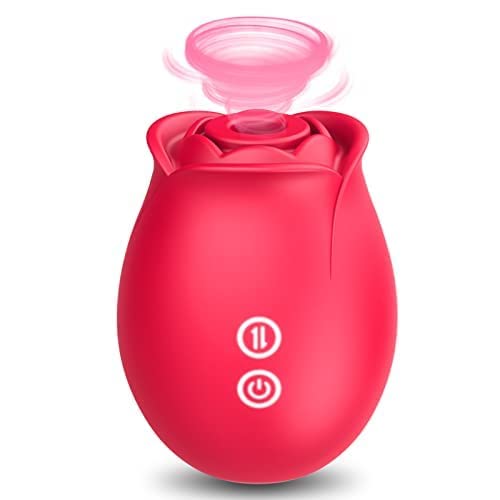 Rose Sex Toy for Women -Rose Sucking Vibrator Clitoral Nipple Stimulator with 18 Modes, G spot Dildo Vibrator Rose Sucker, Personal Massager for Women Female Couples Adult - Suck-Dark Red