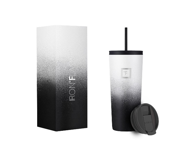 IRON °FLASK Classic Tumbler 2.0 - 24 Oz, 2 Lids (Straw/Flip), Vacuum Insulated Stainless Steel Bottle, Modern Double Walled, Simple Thermo Travel Mug, Hydro Water Metal Canteen - Day & Night