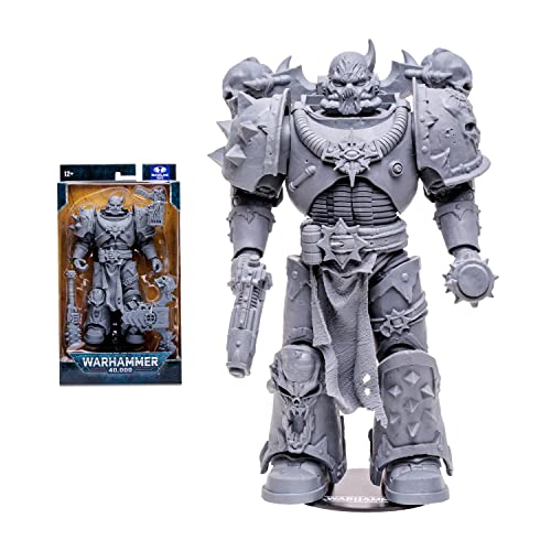 McFarlane Toys, Warhammer 40000 Chaos Space Marine Action Figure with 22 Moving Parts, Unpainted Collectible Warhammer Figure with collectors stand base, Customise Your Figure – Ages 12+ - Chaos Space Marine