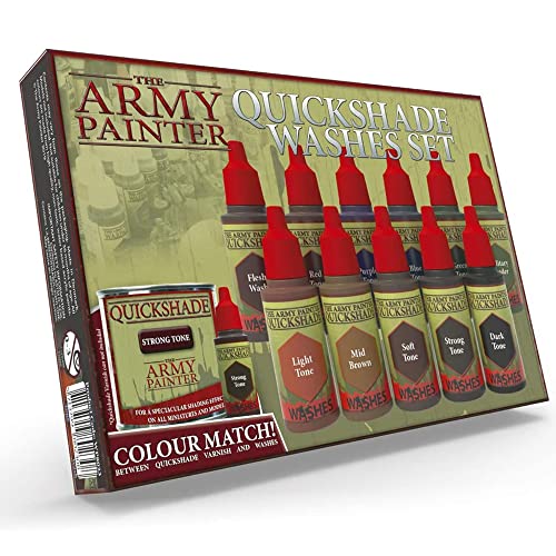The Army Painter Quickshade Washes Set, Complete Set of 11 Quickshade Acrylic Colour Paints in 18mL Dropper Bottles to Wash and Shade Miniature Models, All Quickshade Tone Shading Wash