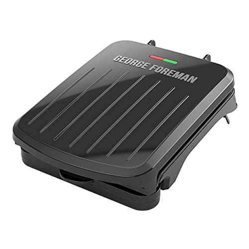 George Foreman 2-Serving Classic Plate Electric Indoor Grill and Panini Press, Black, GRS040B - GRS040B