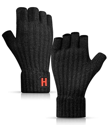 DOVAVA Winter Gloves for Men & Women,Thermal Touchscreen Gloves,Anti-Slip,Soft Knitted Glove With Fleece Lining - Black-z10