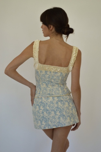 JACQUELINE LOW RISE MINI SKIRT - BLUE TOILE | Blue Toile / XS