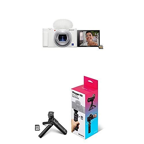 Sony ZV-1 Digital Camera for Content Creators, Vlogging and YouTube with Flip Screen, Built-in Microphone & Vlogger Accessory Kit, White - Color White - w/ ACCVC Vlogging kit