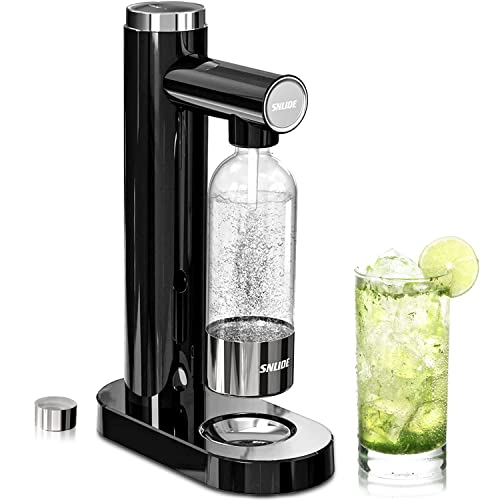 SNLIDE Soda Maker, Soda Water Machine with 1L BPA Free Pet Bottle & DIY Stickers, Easy to Operate, Sparkling Water Maker for Home, Compatible with Screw-in 60L CO2 Exchange Carbonator (NOT Included) - HR175-Black01 - Without Co2 Cylinder