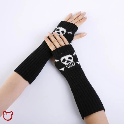 Black Skull Arm Warmers - black / One Size